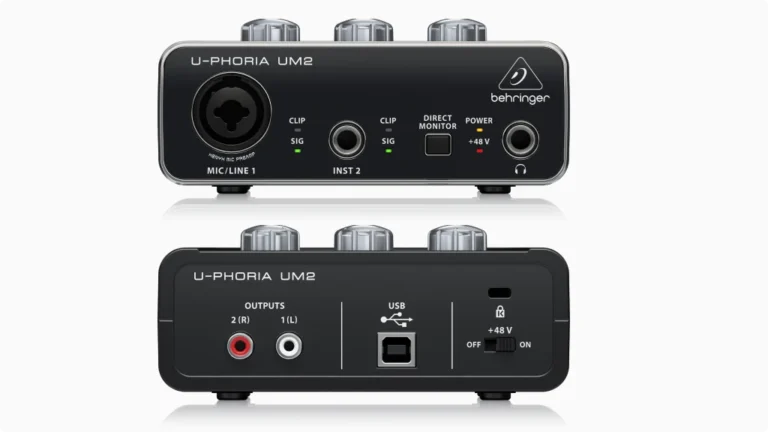 Behringer U-Phoria UM2 Audio Interface-front and back
