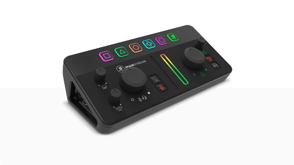 Mackie Mainstream audio interface on a light background