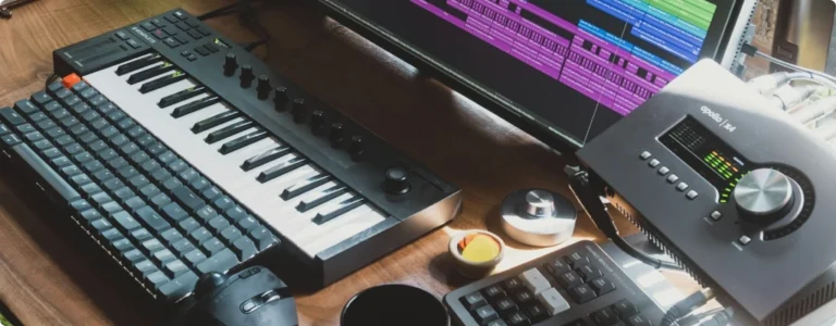 What Does an Audio Interface Do_ Everything You Need to Know. Audio interface in a home studio environment