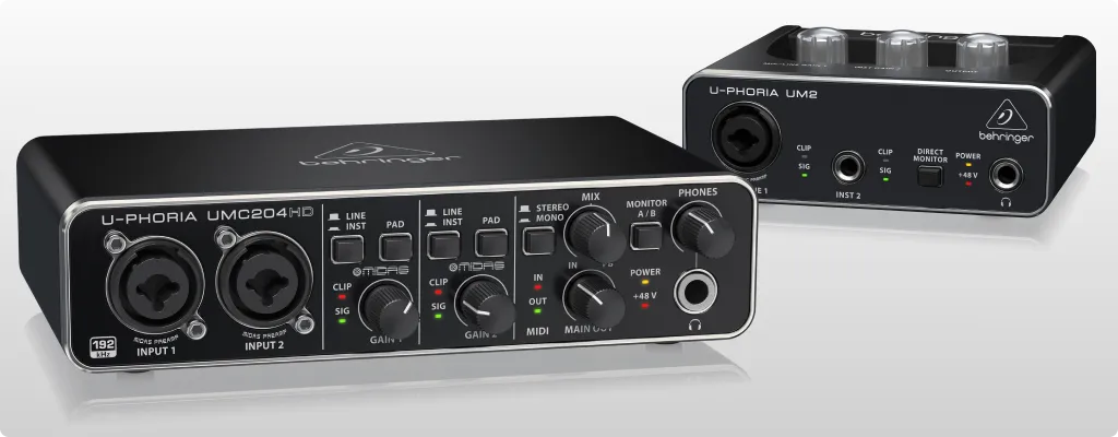 Behringer U-Phoria UM2 and UMC204H side by side
