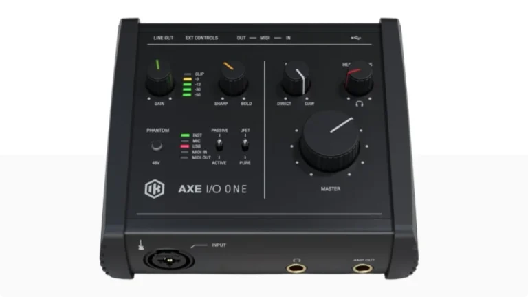 IK Multimedia AXE I/O ONE top angled view