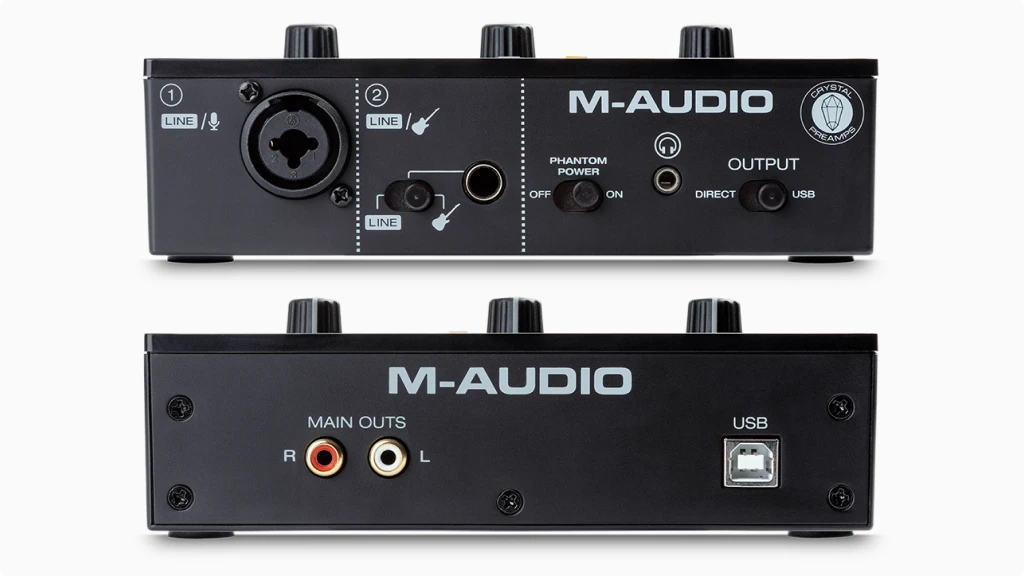 M-Audio M-Track Solo Audio Interface front and back view