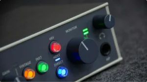 Close-up of the phantom power button, what is Phantom Power