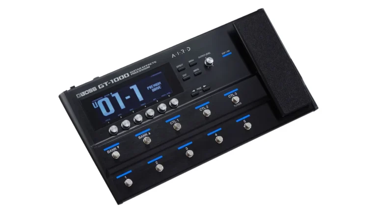 Boss GT-1000 multi effects processor and audio Interface top view on a white background