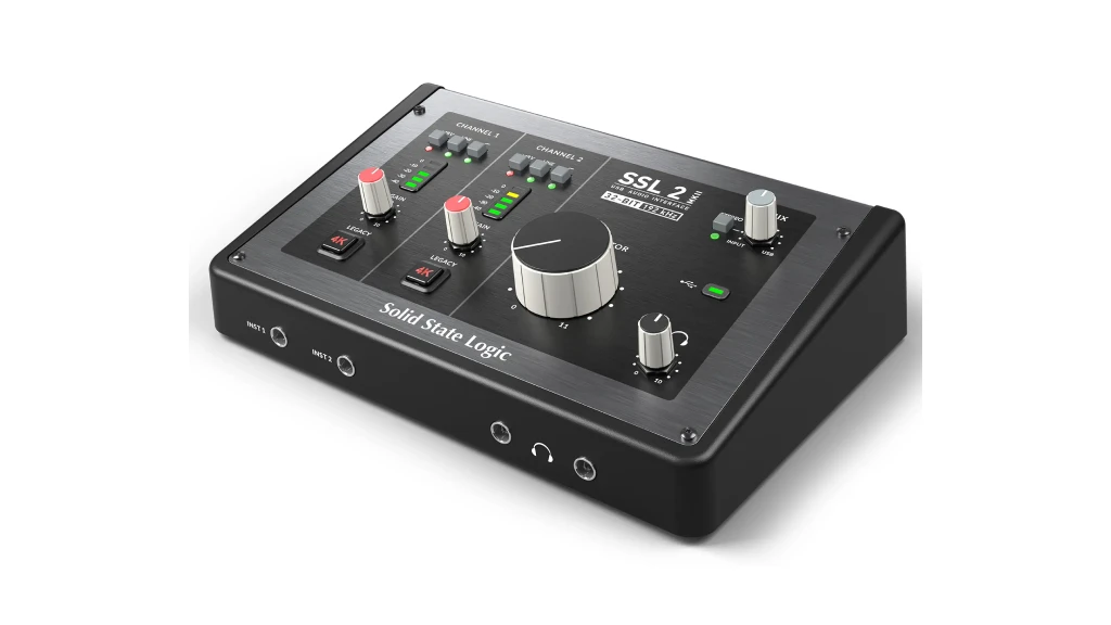 SSL 2 MKII audio Interface top view on a white background