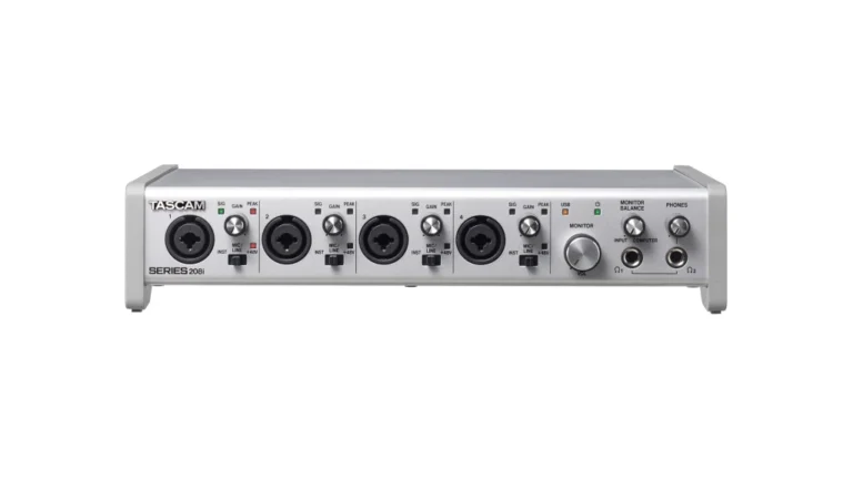 Tascam SERIES 208i​audio Interface top view on a white background