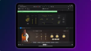 Picture showing a screenshot of an Ipad with Logic Pro on iPadOS 26 Audio Features