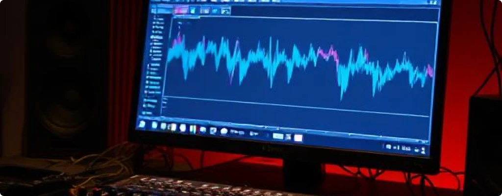 Computer screen displaying audio wave