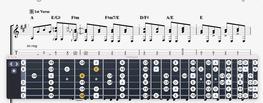 Guitar Pro 8 Review Fretboard View Screenshot