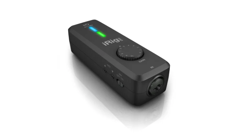 IK Multimedia iRig Pro I:O audio interface on a white background